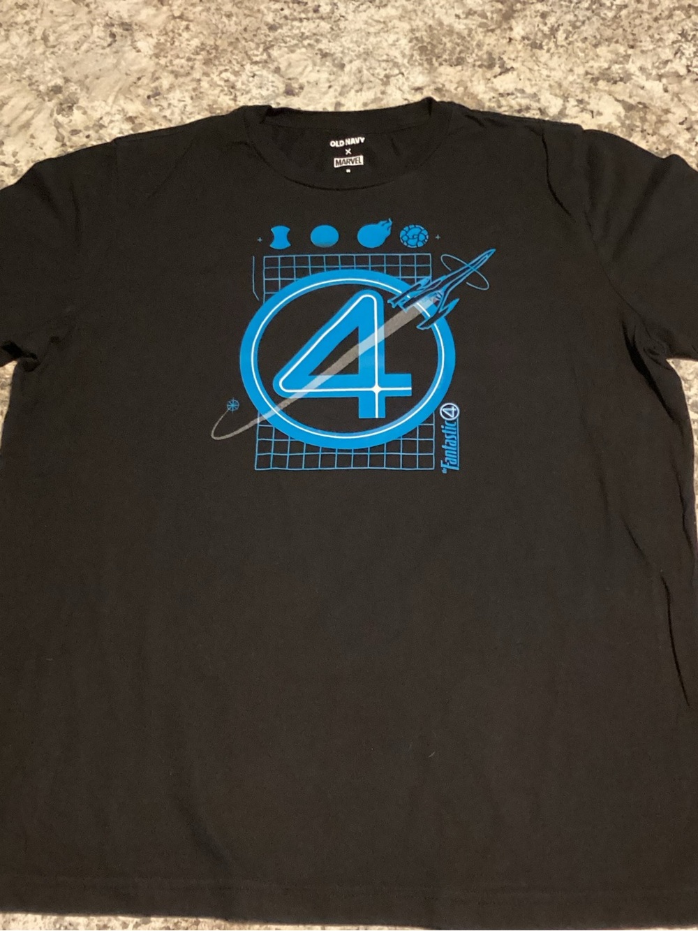 Old Navy Marvel Fantastic Four Black Graphic Tee - Blue Logo